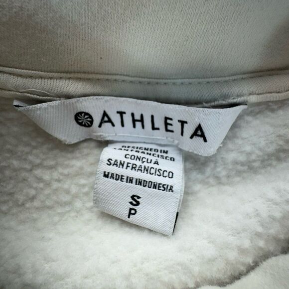 Athleta Retroplush Hoodie Sweatshirt Women’s Size S White Cozy Pullover Oversize - Picture 3 of 4